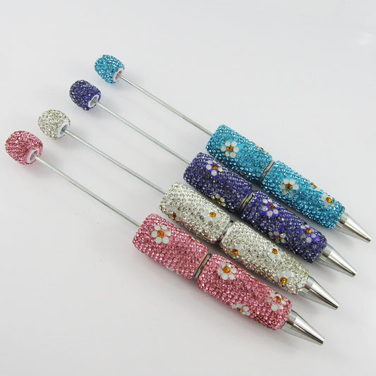 Blank DIY Deluxe Rhinestone Daisy Beadable Pen 145mm Select Colour