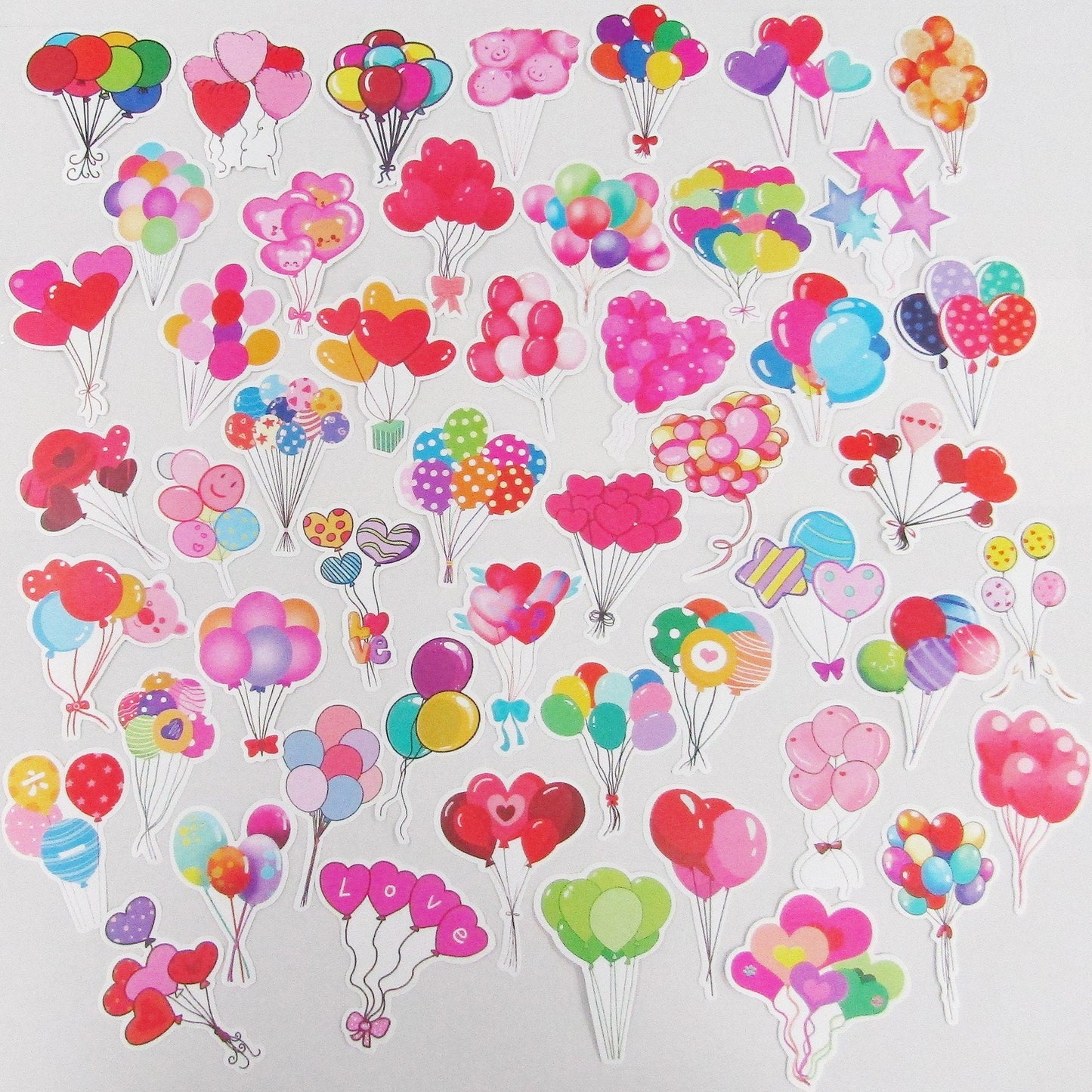 50pcs PET Birthday Balloon Sticker Bundle Scrapbooking Cards Junk Journal & More