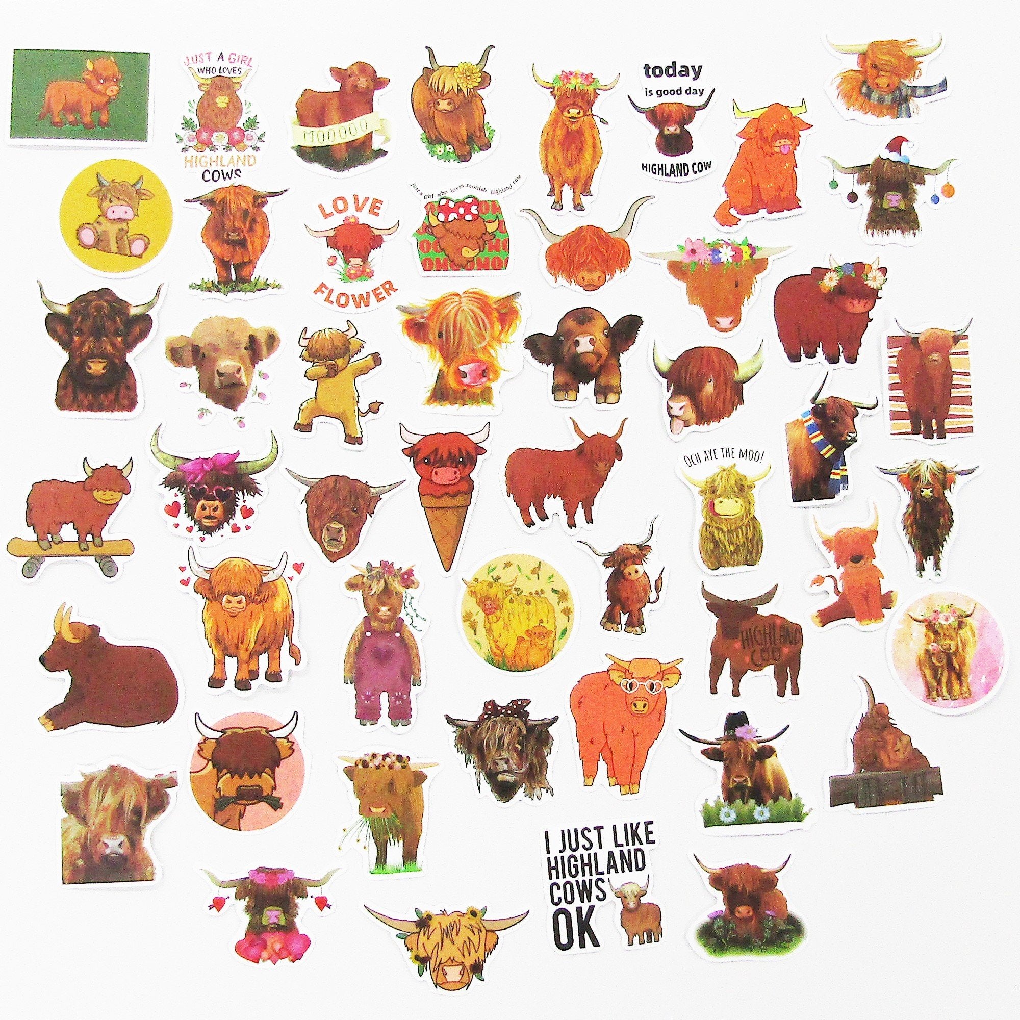 Cow Sticker Book 45pcs Highland Cow Sticker Bundle Schoolbooks Cards Junk Journal – My ...