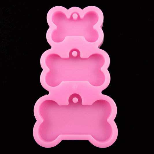 Mixed Size Dog Bone Tag Charm Pendant Silicone Mould for Epoxy Resin
