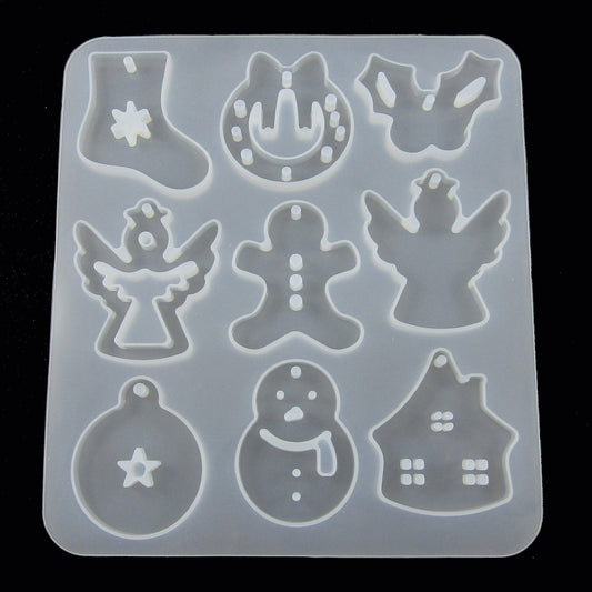 Mixed Christmas Pendants Earring Silicone Mould UV or Epoxy Resin
