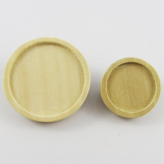 Bulk 5pk DIY Round Cabochon Setting Bar Pin Brooch SS & WOOD Select Size