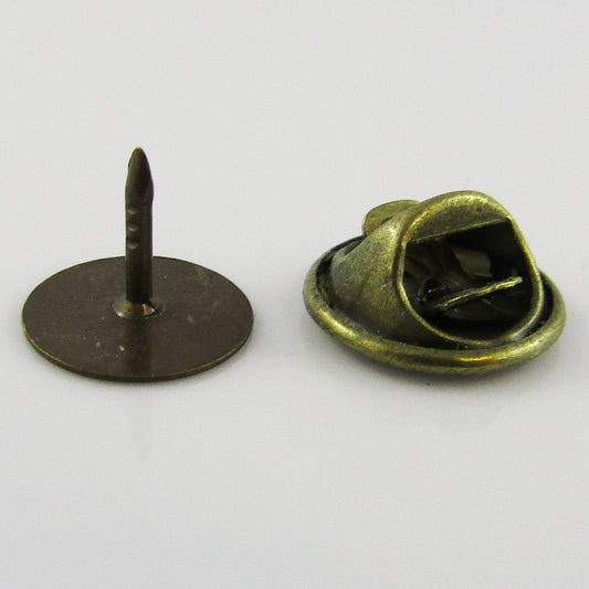 Bulk 10pk Butterfly Clasp Collar Lapel Pin Brooch 10mm Glue Pad Bronze