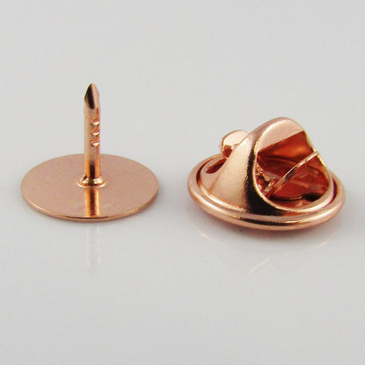 Bulk 10pk Butterfly Clasp Collar Lapel Pin Brooch 10mm Glue Pad Rose Gold