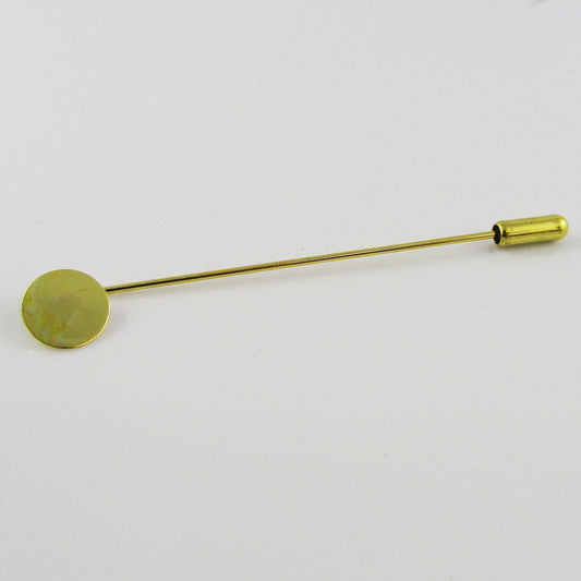 Bulk 5pk DIY 70mm Cabochon Setting Stick Pin Brooch 10mm Glue Pad Siver or Gold