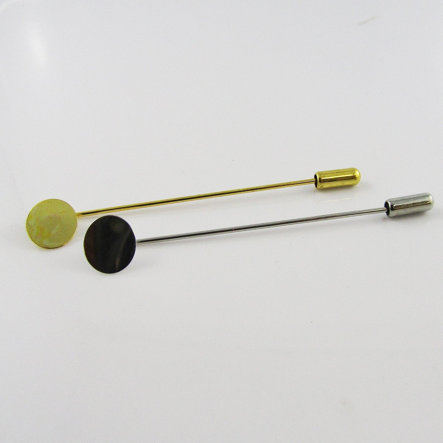 Bulk 5pk DIY 70mm Cabochon Setting Stick Pin Brooch 10mm Glue Pad Siver or Gold