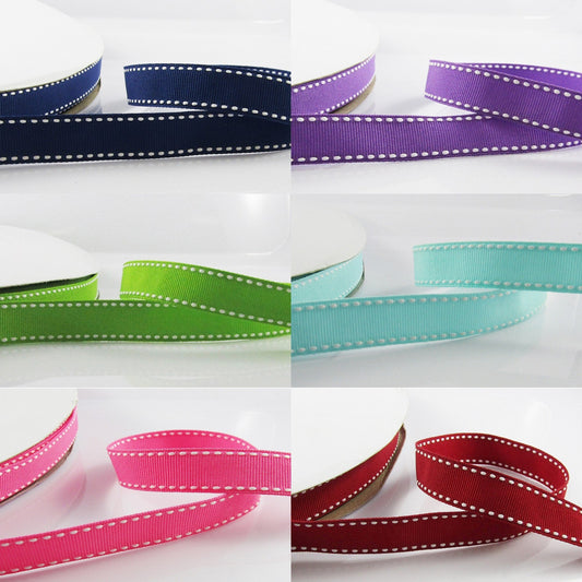 3metres Edge Stitching Grosgrain Ribbon Double Faced 16mm Select Colour
