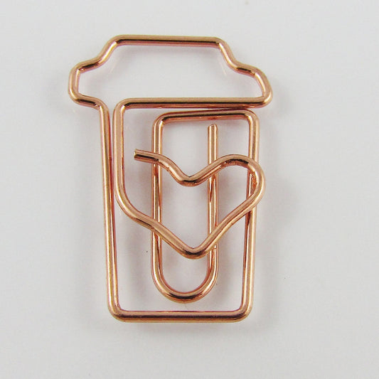 6pcs Rose Gold Coffee Cup Paper Clip Photo Clip 27x18mm Journal Scrapbooking etc