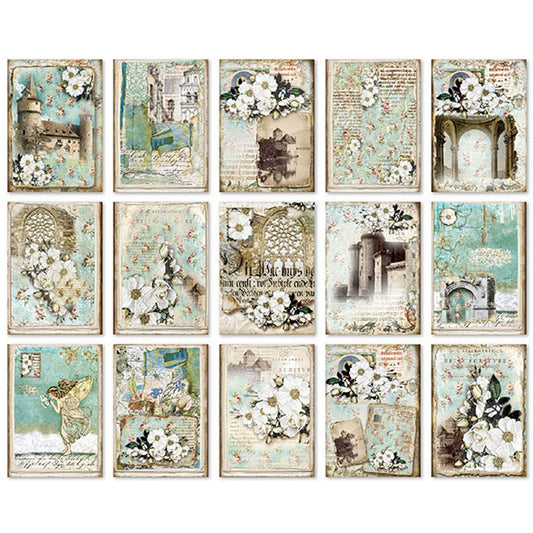 30pc White Floral Retro Scrapbook Papers Cards Journal Ephemera 140x100mm