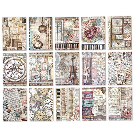 30pc Steampunk Music Retro Scrapbook Papers Cards Journal Ephemera 140x100mm