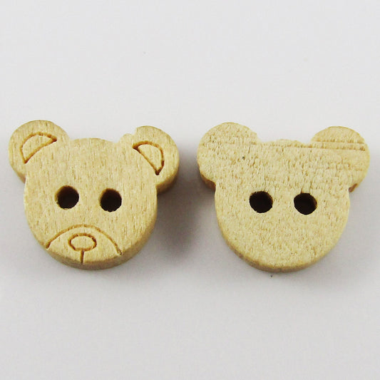 50pce Mini Teddy Bear 2 Hole Wood Button 10x12mm Kids Child Sewing