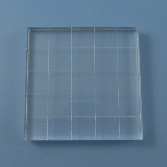 Medium Square Acrylic Clear Stamp Block with Grid Lines for Silicone Stamps 50mm