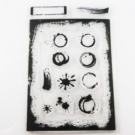 Cup Stains & Ink Splash Frame Clear Stamp Sheet Silicone Journal Scrapbook Cards