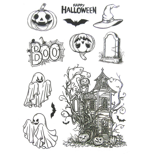 Halloween Haunted House Clear Stamp Sheet Silicone Journal Scrapbook Cards