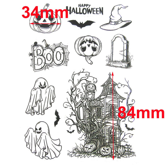 Halloween Haunted House Clear Stamp Sheet Silicone Journal Scrapbook Cards