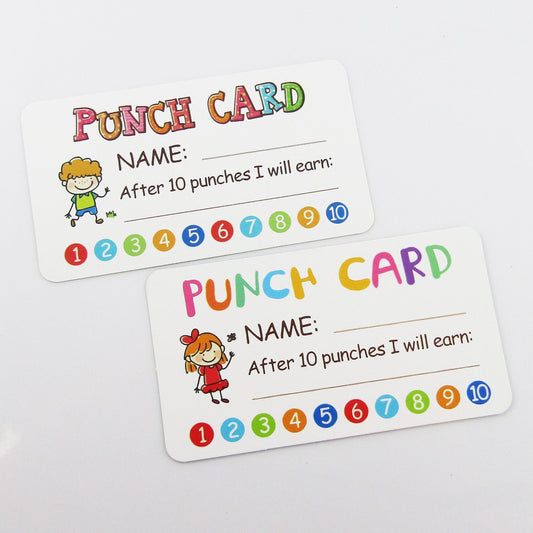 50pcs Boy & Girl Pack Student Child Reward Punch Card Behaviour Incentive