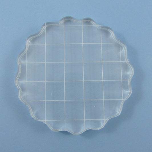 Medium Round Acrylic Clear Stamp Block with Grid Lines for Silicone Stamps 49mm