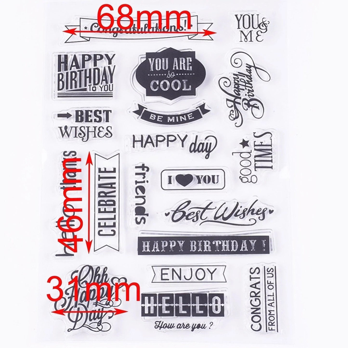 Birthday Messages Clear Stamp Silicone Rubber Scrapbooking Card Making