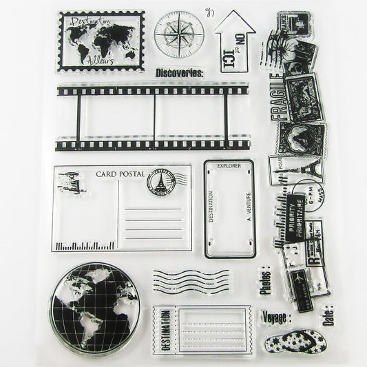 Travel Postcard Clear Stamp Silicone Rubber Scrapbooking Card Making