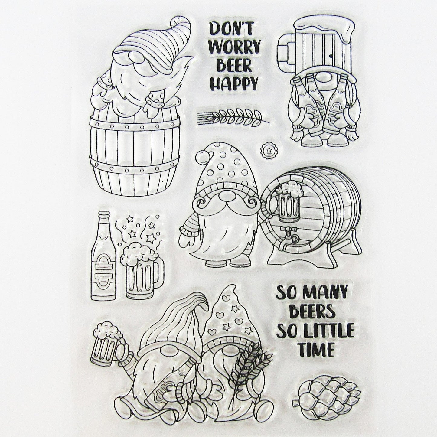 Beer Happy Gnome Clear Stamp Sheet Silicone Rubber Scrapbooking Card Making