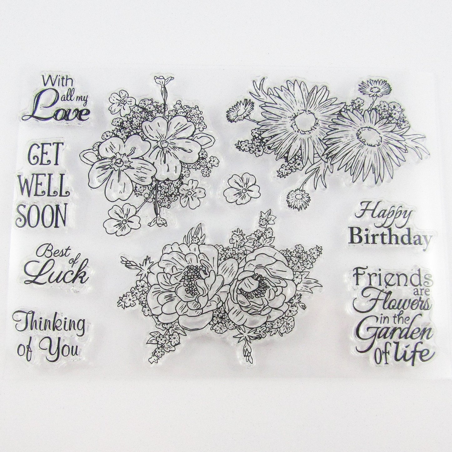 Friends are Flowers Clear Stamp Sheet Silicone Rubber Scrapbooking Card Making
