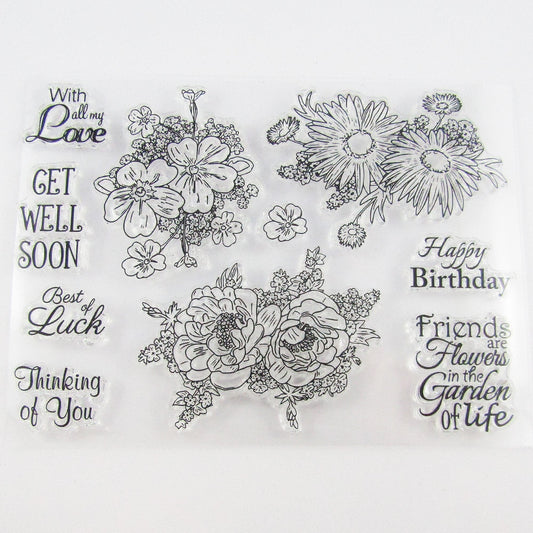 Friends are Flowers Clear Stamp Sheet Silicone Rubber Scrapbooking Card Making