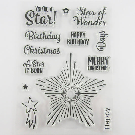 Birthday Christmas Star Clear Stamp Sheet Silicone Journal Scrapbook Cards