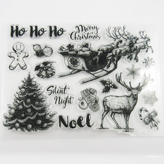 Ho Ho Ho Santa Sleigh Christmas Stamp Sheet Silicone Journal Scrapbook Cards