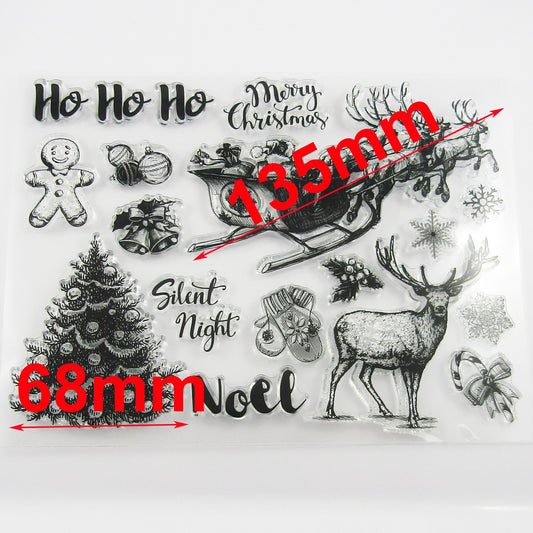 Ho Ho Ho Santa Sleigh Christmas Stamp Sheet Silicone Journal Scrapbook Cards