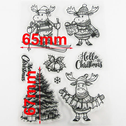 Christmas Cartoon Reindeer Clear Stamp Sheet Silicone Journal Scrapbook Cards