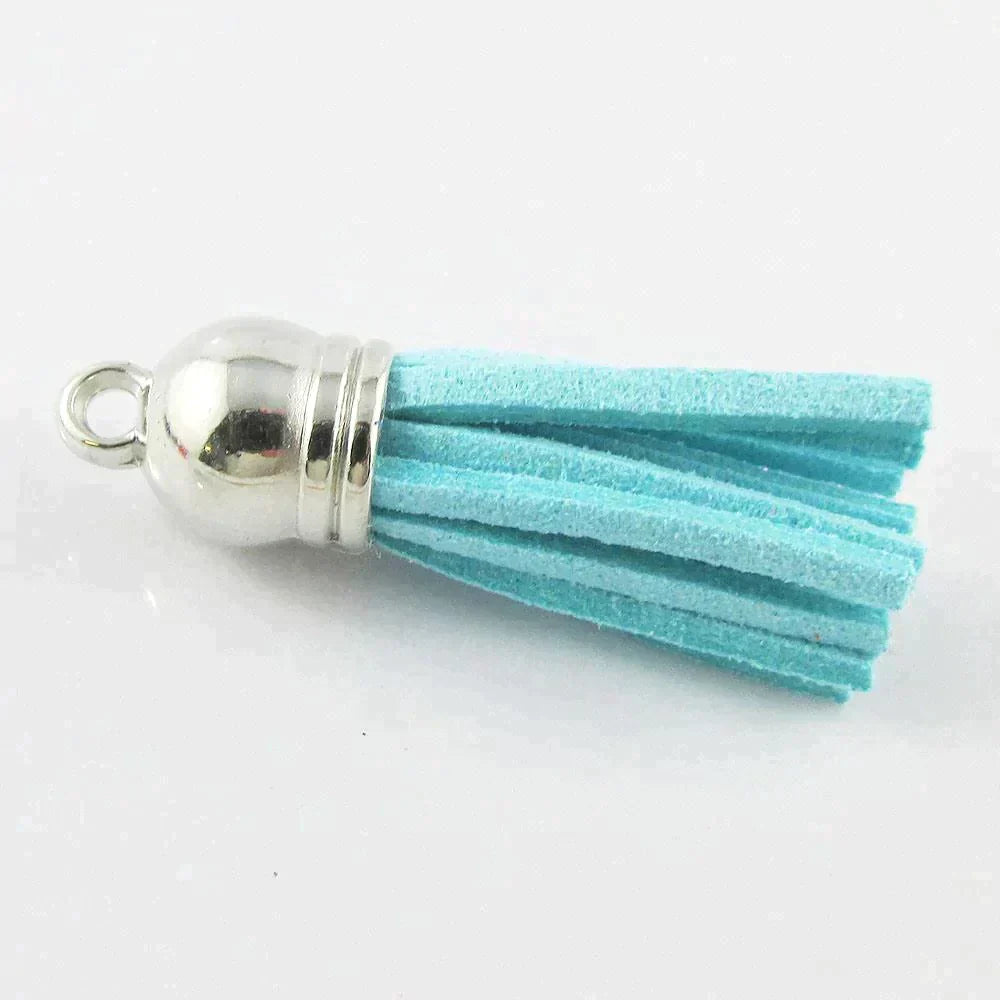 10pce Faux Suede Tassel 35-37mm CCB Acrylic Cap Pick Colour Fashion Accessory