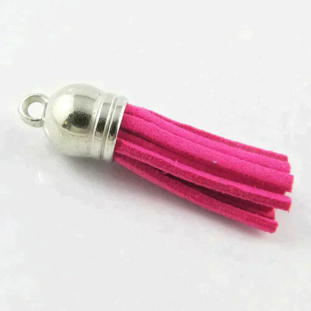 10pce Faux Suede Tassel 35-37mm CCB Acrylic Cap Pick Colour Fashion Accessory