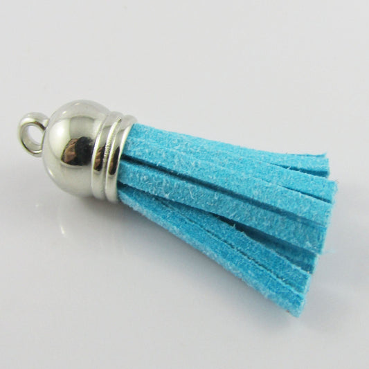 10pce Faux Suede Tassel 35-37mm CCB Acrylic Cap Dodger Colour Accessory