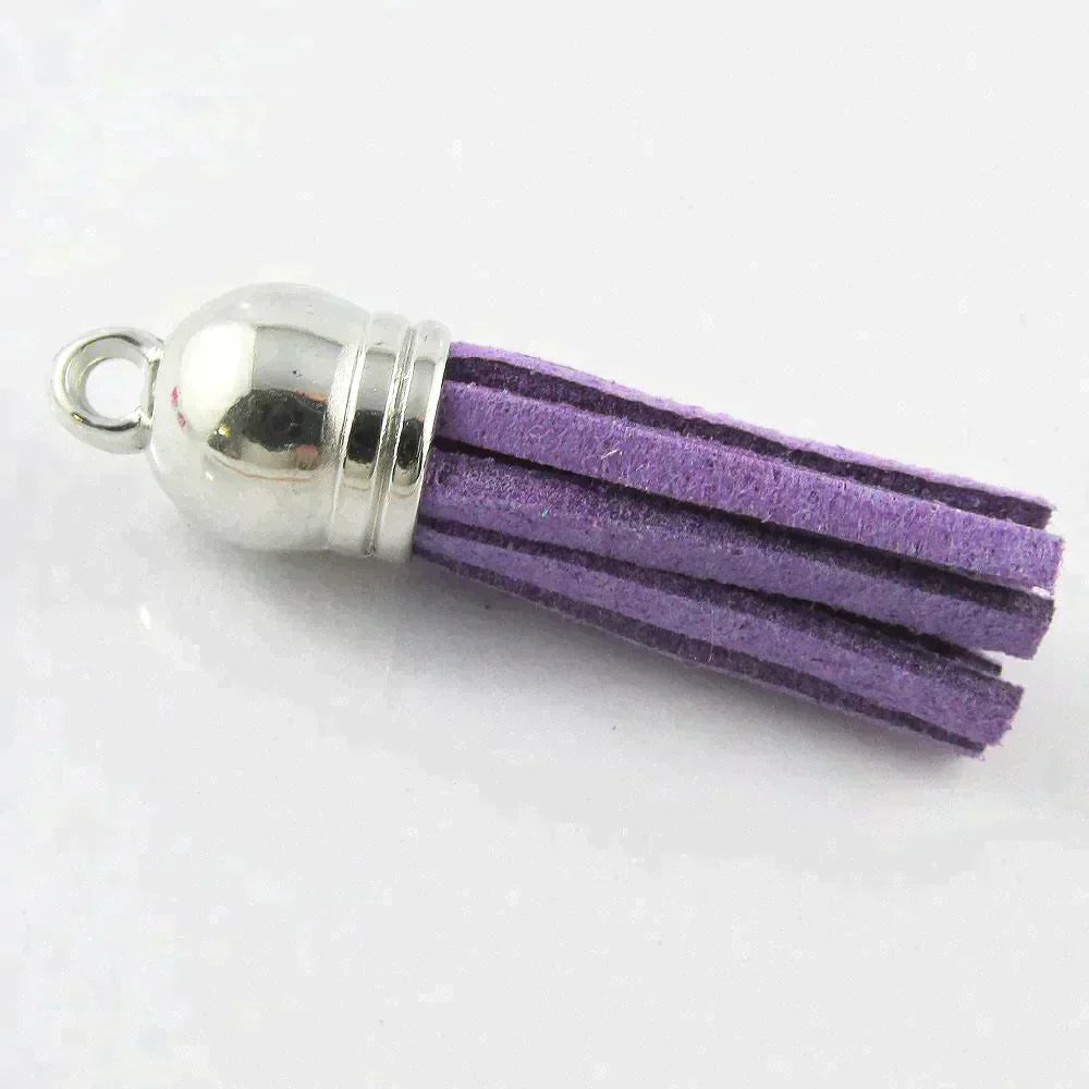 10pce Faux Suede Tassel 35-37mm CCB Acrylic Cap Pick Colour Fashion Accessory