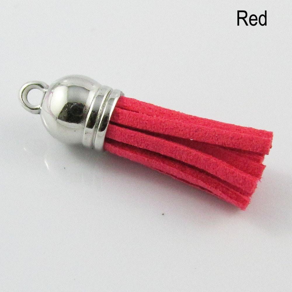 10pce Faux Suede Tassel 35-37mm CCB Acrylic Cap Pick Colour Fashion Accessory