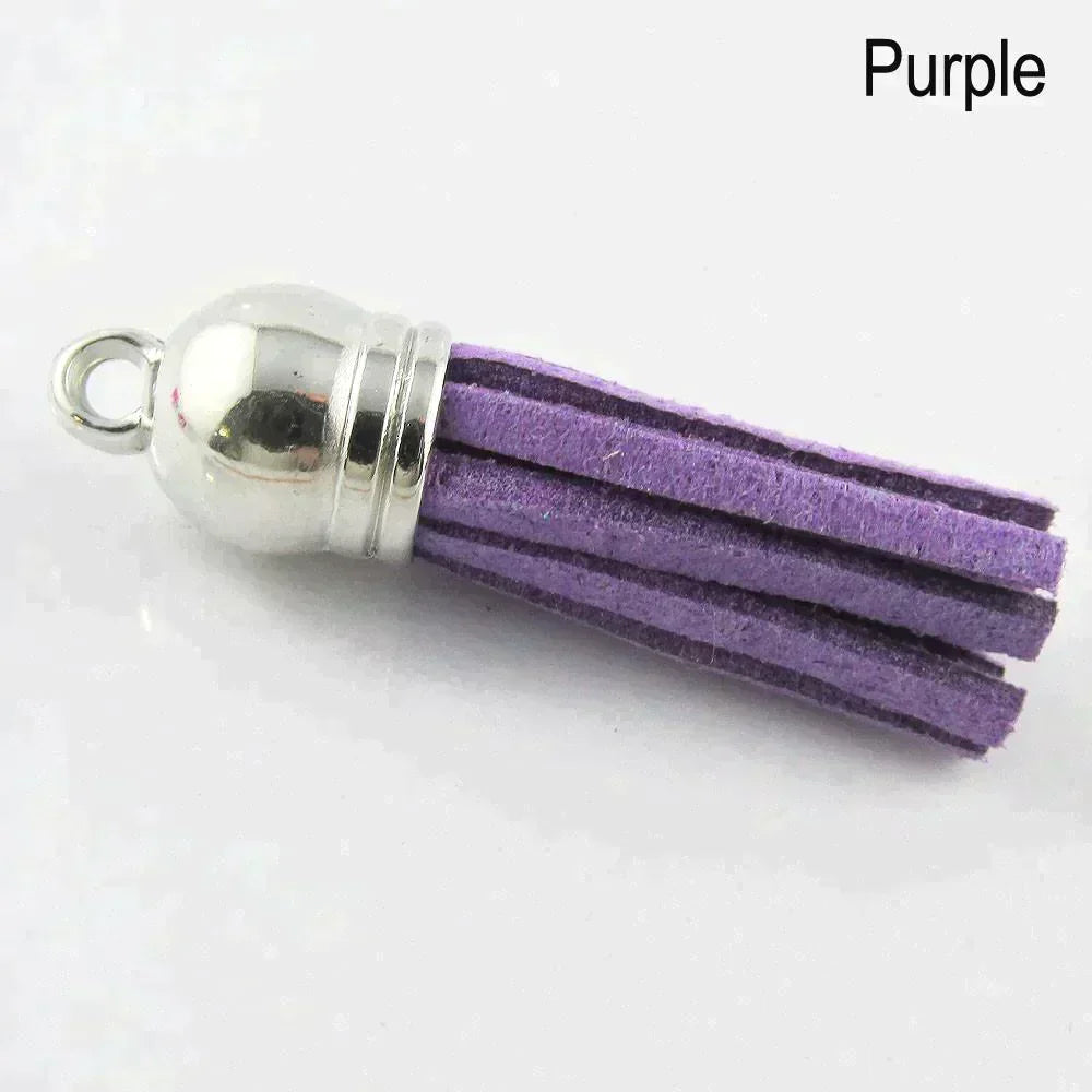 10pce Faux Suede Tassel 35-37mm CCB Acrylic Cap Pick Colour Fashion Accessory