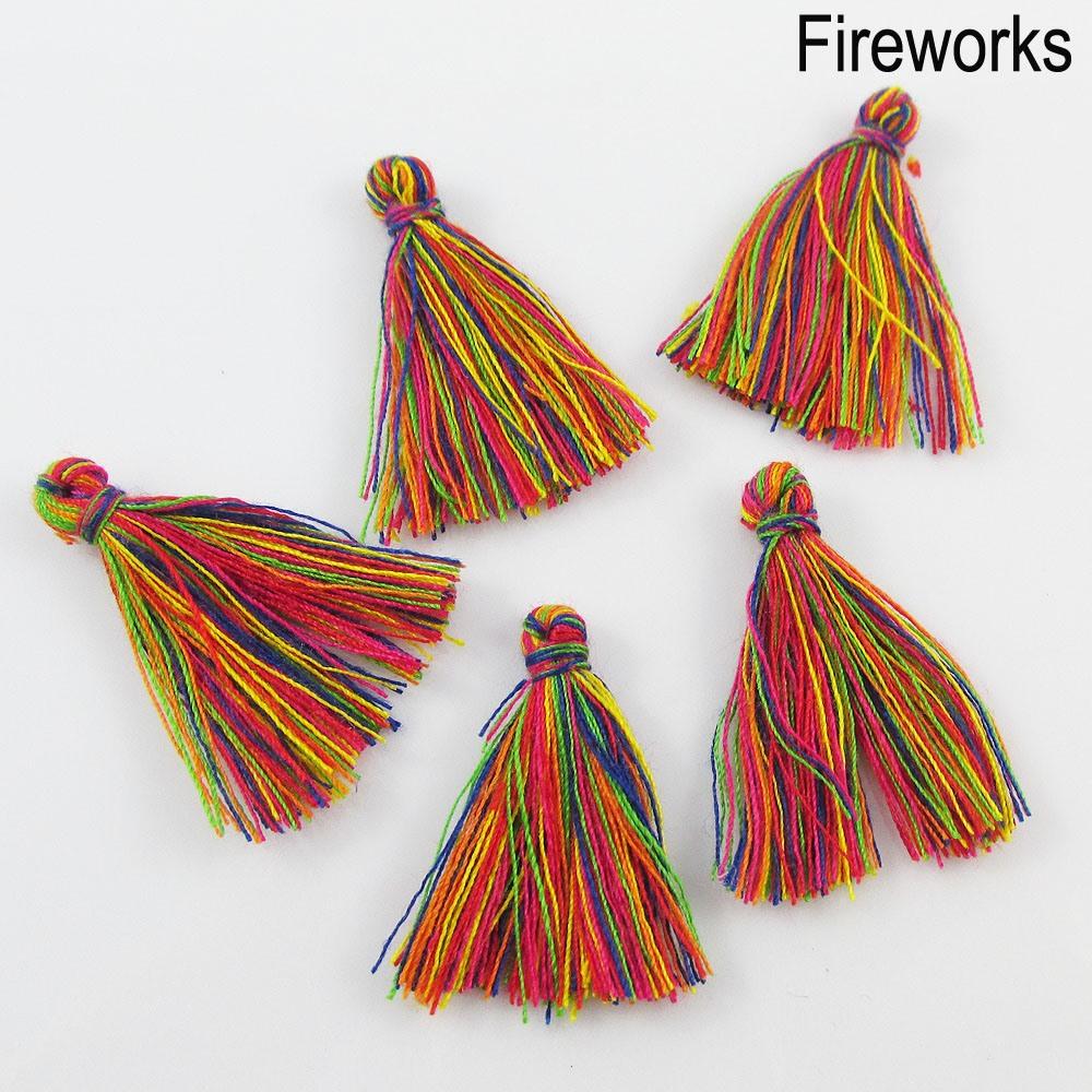 10pce Multi Coloured Cotton Tassel 25-30mm Pick Rainbow Confetti or Fireworks
