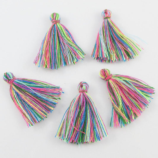 Magic Rainbow Cotton Tassel Approx 25-30mm For Earring, Bracelet & More Bulk Qty
