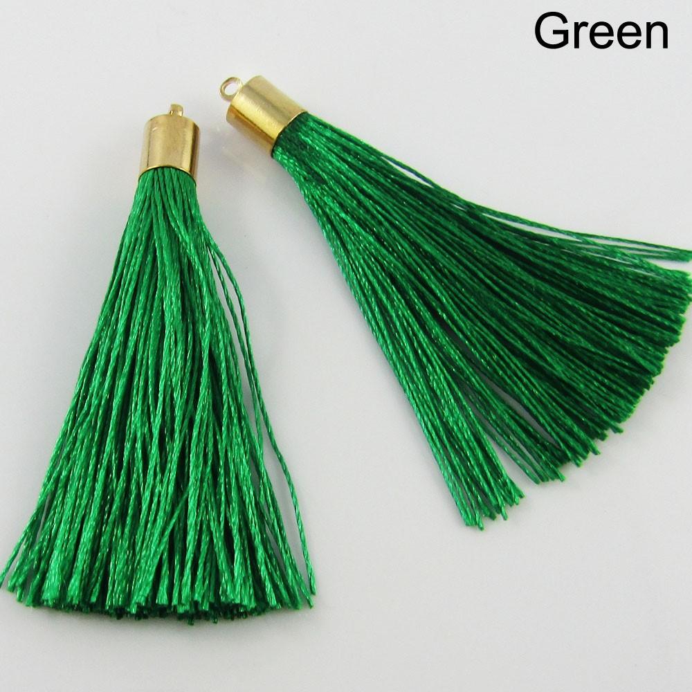 10pce Silky Polyester Tassel with Gold Alloy Cap 60mm Pick Colour Earrings etc