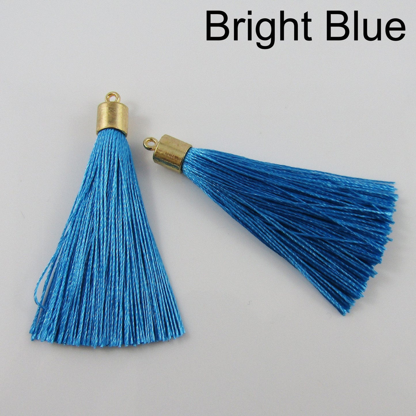 10pce Silky Polyester Tassel with Gold Alloy Cap 60mm Pick Colour Earrings etc