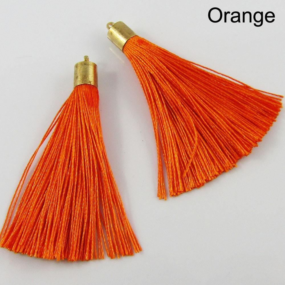 10pce Silky Polyester Tassel with Gold Alloy Cap 60mm Pick Colour Earrings etc