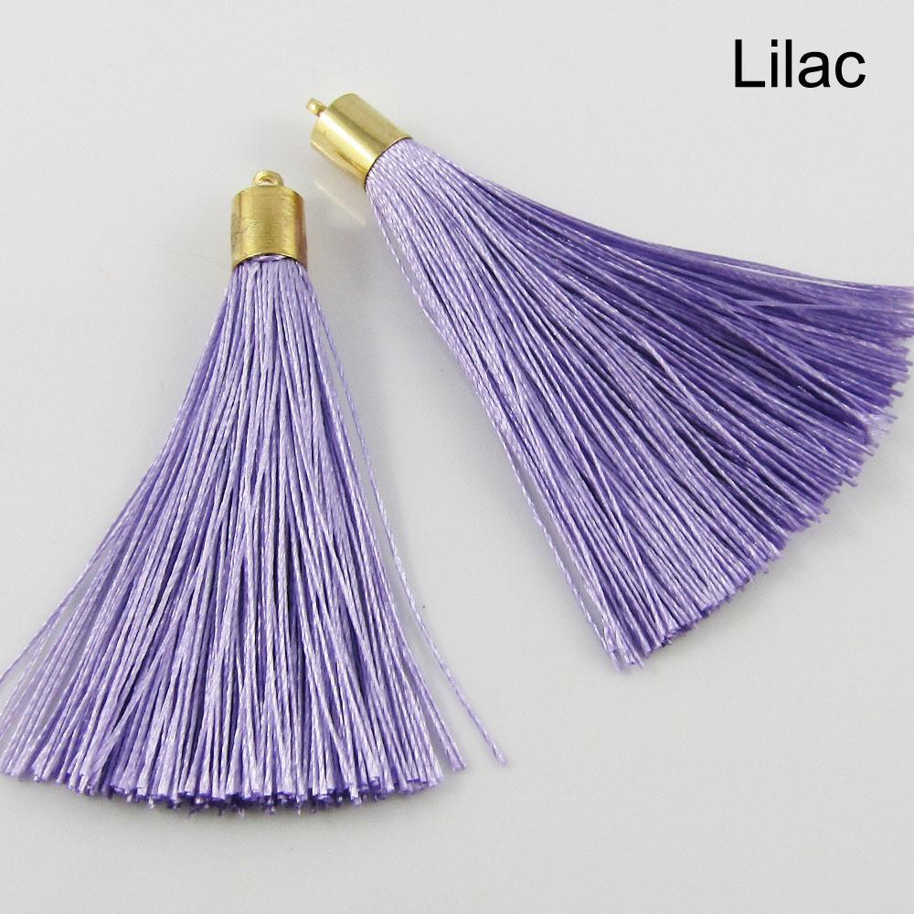 10pce Silky Polyester Tassel with Gold Alloy Cap 60mm Pick Colour Earrings etc