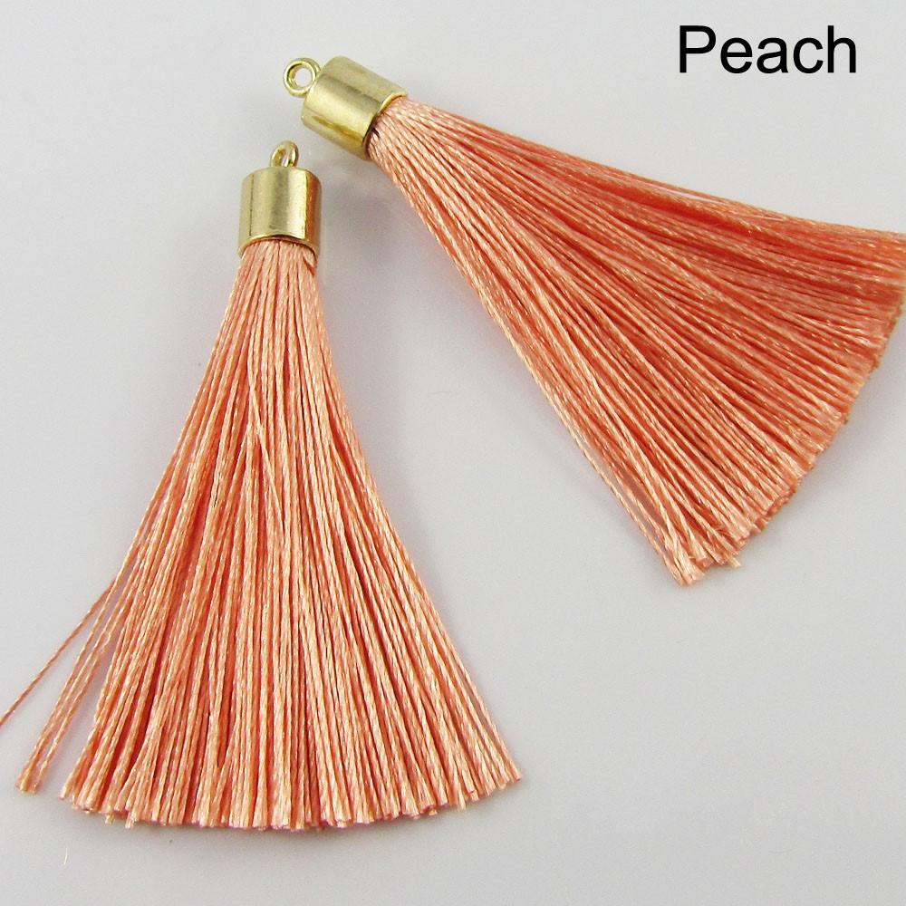 10pce Silky Polyester Tassel with Gold Alloy Cap 60mm Pick Colour Earrings etc