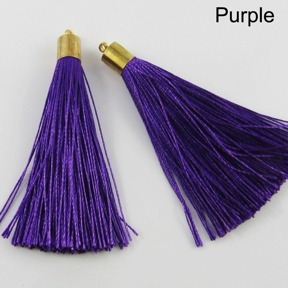 10pce Silky Polyester Tassel with Gold Alloy Cap 60mm Pick Colour Earrings etc