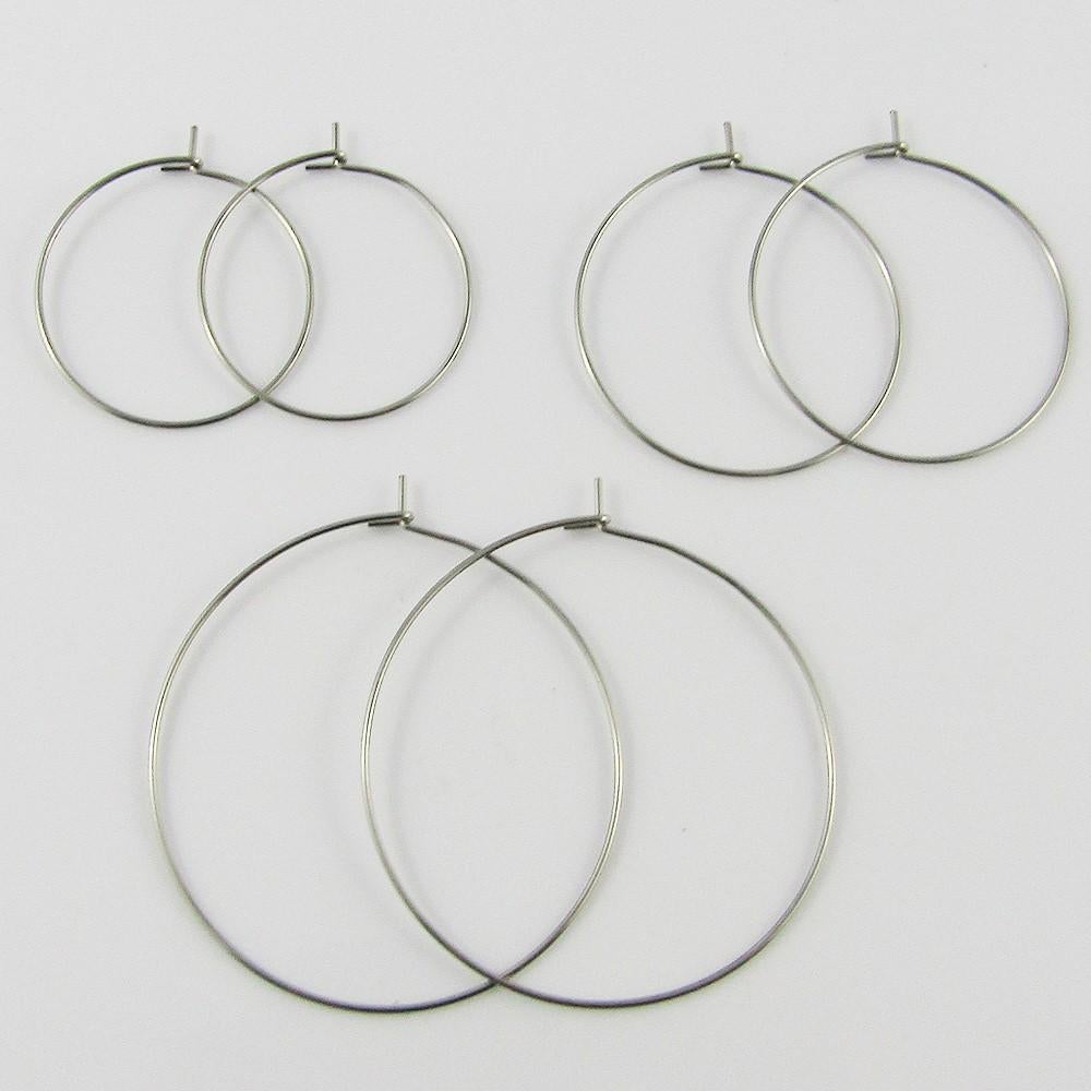 Bulk set of 20 Wine Glass Charm Findings DIY Stainless Steel Select Size
