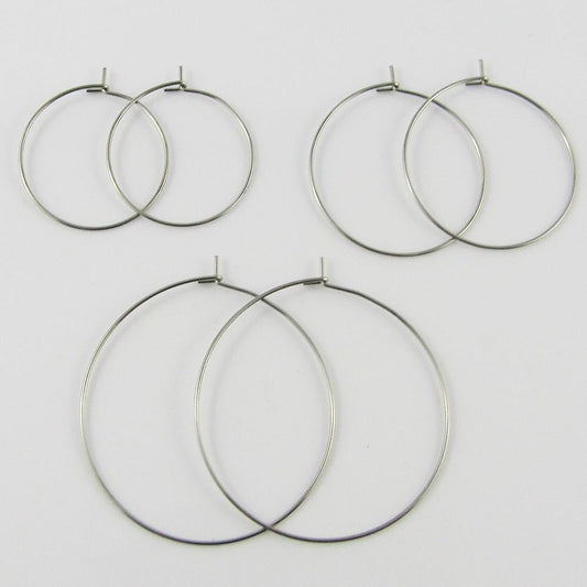 Bulk set of 20 Wine Glass Charm Findings DIY Stainless Steel Select Size