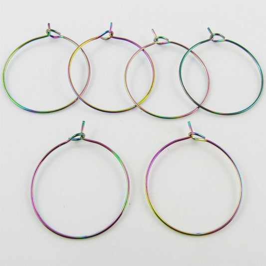 Bulk set of 10 Multi Coloured Wine Glass Charm Findings DIY 304 SS Pick Size