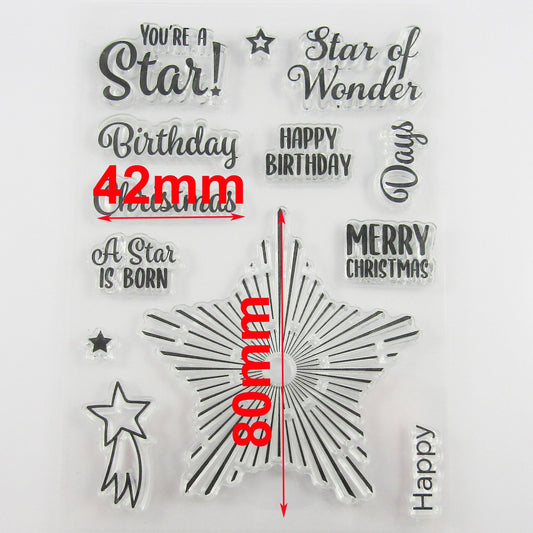 Birthday Christmas Star Clear Stamp Sheet Silicone Journal Scrapbook Cards