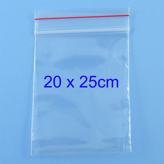 200 x Bulk Resealable Zip Lock Plastic Bags 200mm x 250mm Ziplock Reseal Clip