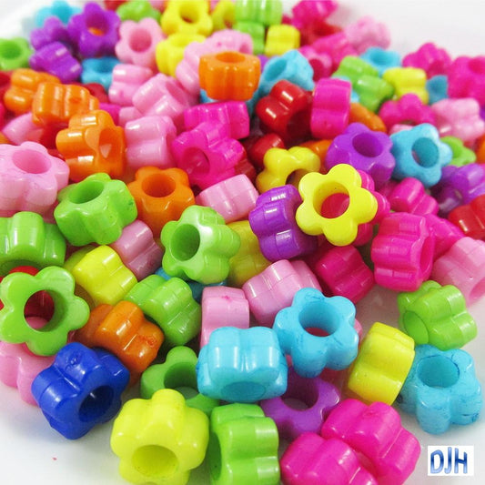 50g 135+pcs Acrylic Daisy Flower Beads Opaque 11x6mm Hole 5mm